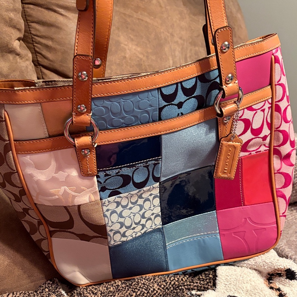 Coach Colorful Patchwork Tote Bag